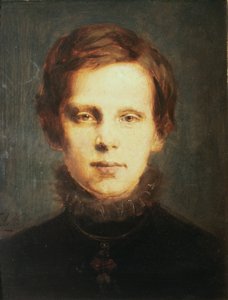 ルドルフ皇太子、1873年（木に油彩）